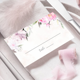 Roze Waterverf Peony Floral Elegant Wedding Plaatskaartje