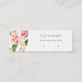 Roze Waterverf Peony Floral Loop Hoop Holder Mini Visitekaartje (Voorkant)