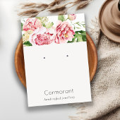Roze Waterverf Peony Floral Stud Earring Display Visitekaartje
