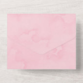 Roze Waterverf Peony Gold Geometric Wedding All In One Uitnodiging (Achterkant)