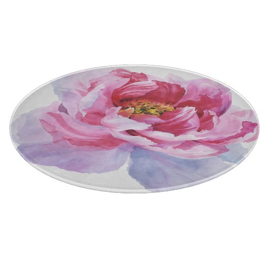 Roze Waterverf Peony Kappenknipplank Snijplank (Hoek)