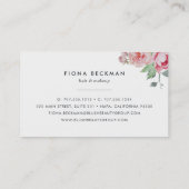 Roze Waterverf Peony & Mint Stripe Visitekaartje (Achterkant)