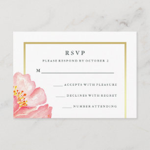 roze Waterverf Peony op witte RSVP