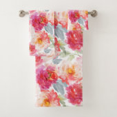 Roze Waterverf Peony-ventilator Bad Handdoek (Insitu)
