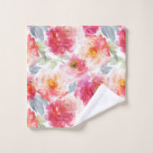 Roze Waterverf Peony-ventilator Bad Handdoek (Wasdoekje)