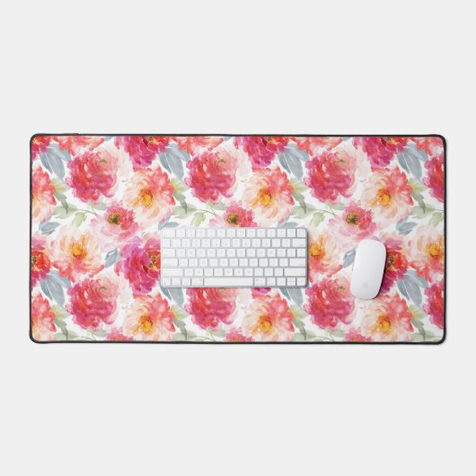 Roze Waterverf Peony-ventilator Bureaumat (Keyboard & Muis)