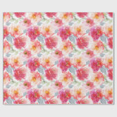 Roze Waterverf Peony-ventilator Cadeaupapier (Vlak)