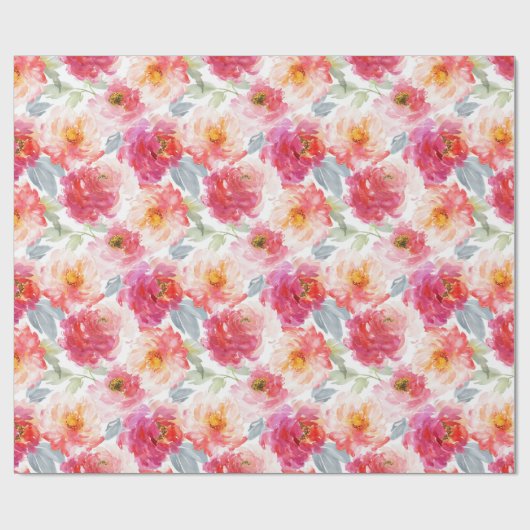 Roze Waterverf Peony-ventilator Cadeaupapier (Vlak)