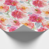 Roze Waterverf Peony-ventilator Cadeaupapier (Hoek)