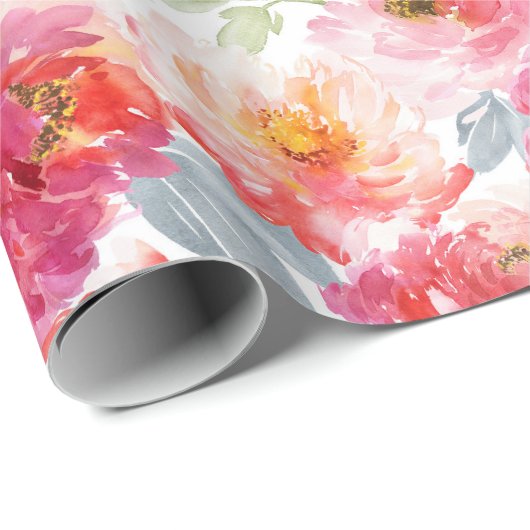 Roze Waterverf Peony-ventilator Cadeaupapier (Rol Hoek)