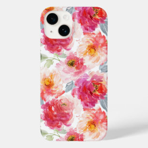 Roze Waterverf Peony-ventilator Case-Mate iPhone 14 Hoesje