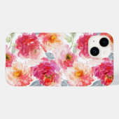 Roze Waterverf Peony-ventilator Case-Mate iPhone Case (Achterkant (horizontaal))