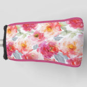Roze Waterverf Peony-ventilator Golfheadcover (Voorkant)