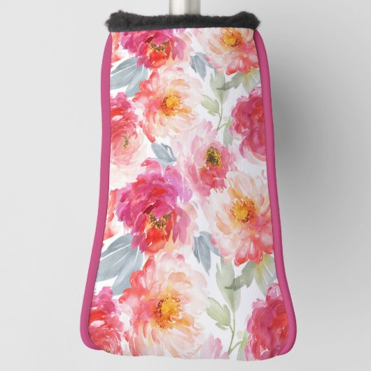Roze Waterverf Peony-ventilator Golfheadcover (Draai 90)