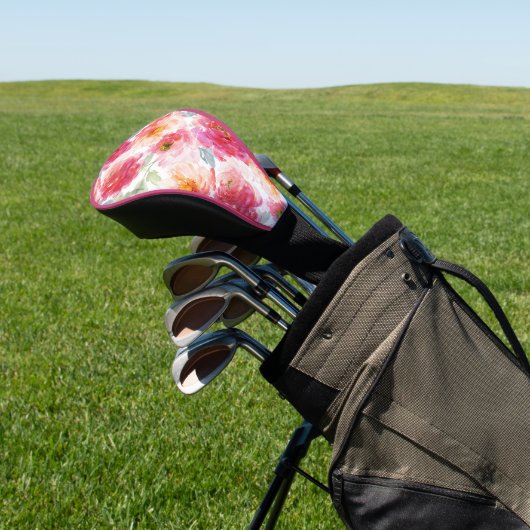 Roze Waterverf Peony-ventilator Golfheadcover (Insitu)