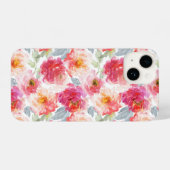 Roze Waterverf Peony-ventilator iPhone Hoesje (Achterkant horizontaal)