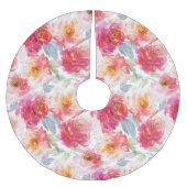 Roze Waterverf Peony-ventilator Kerstboom Rok (Voorkant)