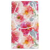 Roze Waterverf Peony-ventilator Klein Cadeauzakje (Achterkant)