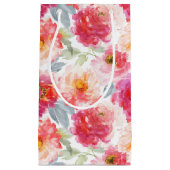 Roze Waterverf Peony-ventilator Klein Cadeauzakje (Voorkant)