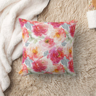 Roze Waterverf Peony-ventilator Kussen