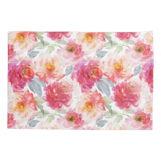 Roze Waterverf Peony-ventilator Kussensloop (Achterkant)