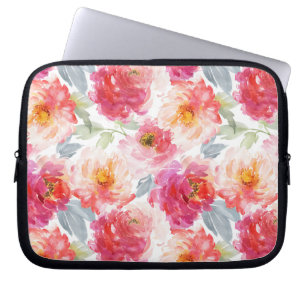 Roze Waterverf Peony-ventilator Laptop Sleeve