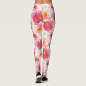 Roze Waterverf Peony-ventilator Leggings (Achterkant)