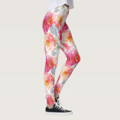 Roze Waterverf Peony-ventilator Leggings (Rechts)