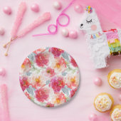 Roze Waterverf Peony-ventilator Papieren Bordje (Feest)