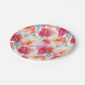 Roze Waterverf Peony-ventilator Papieren Bordje (Gekanteld)