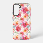 Roze Waterverf Peony-ventilator Samsung Galaxy Hoesje (Achterkant)