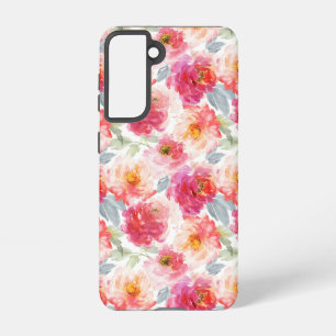 Roze Waterverf Peony-ventilator Samsung Galaxy Hoesje