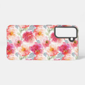 Roze Waterverf Peony-ventilator Samsung Galaxy Hoesje (Achterkant horizontaal)