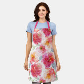 Roze Waterverf Peony-ventilator Schort (Gedragen)