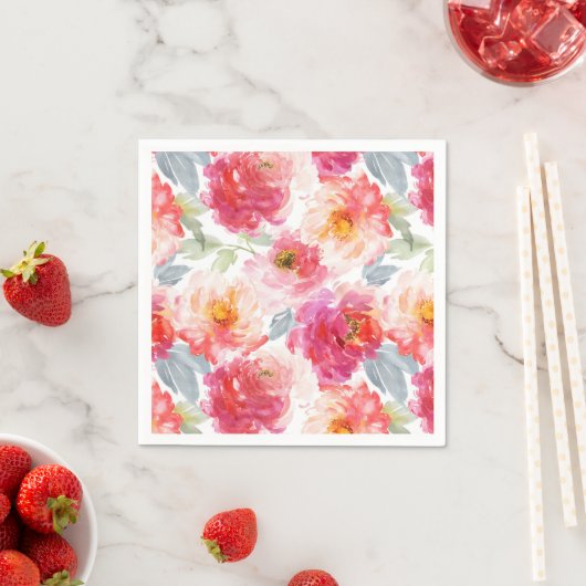 Roze Waterverf Peony-ventilator Servet (Insitu)