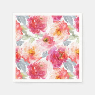 Roze Waterverf Peony-ventilator Servet