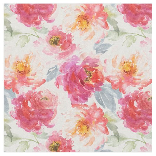 Roze Waterverf Peony-ventilator Stof (Close Up)