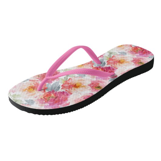 Roze Waterverf Peony-ventilator Teenslippers (Schuin)