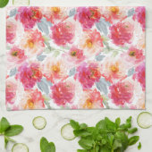 Roze Waterverf Peony-ventilator Theedoek (Gevouwen)