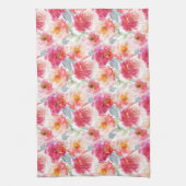 Roze Waterverf Peony-ventilator Theedoek (Verticaal)