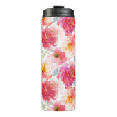 Roze Waterverf Peony-ventilator Thermosbeker (Voorkant)