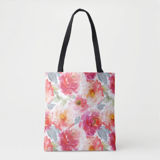 Roze Waterverf Peony-ventilator Tote Bag (Voorkant)