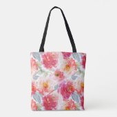 Roze Waterverf Peony-ventilator Tote Bag (Achterkant)