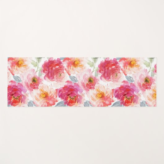 Roze Waterverf Peony-ventilator Yogamat (Voorkant (horizontaal))