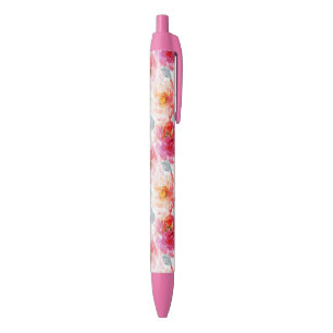 Roze Waterverf Peony-ventilator Zwarte Inkt Pen