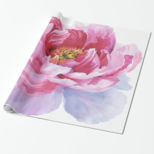 Roze Waterverf Peony-verpakkingspapier Cadeaupapier