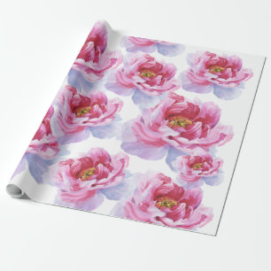 Roze Waterverf Peony-verpakkingspapier Cadeaupapier