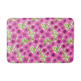 Roze waterverf petunia-bloempatroon badmat