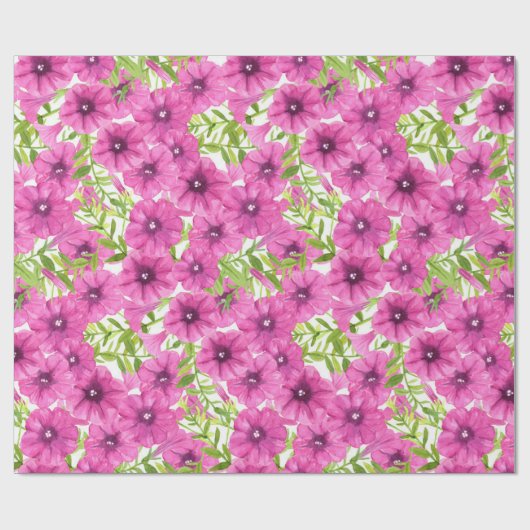 Roze waterverf petunia-bloempatroon cadeaupapier (Vlak)