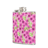 Roze waterverf petunia-bloempatroon heupfles (Links)